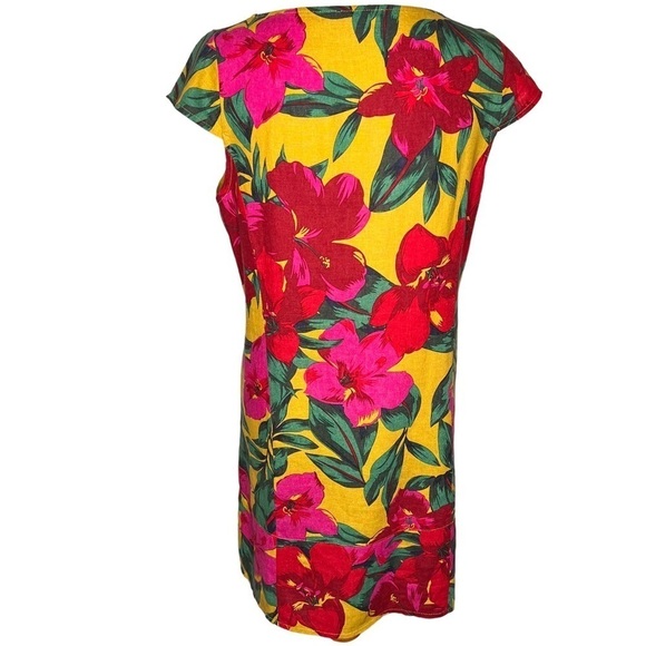 For Cynthia Womens Linen Dress Size Petite Large Hawaiian Tropical Floral Print - Picture 10 of 15